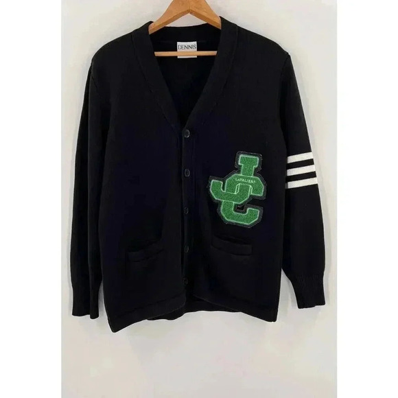 Vintage Dennis 1960's Cavaliers "JC" High School Knit Cardigan Sweater Medium - Picture 1 of 9